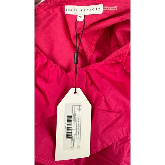 English Factory Women's Long Sleeve V Ruffled Mini Dress Berry Size XS - Picture 7 of 11